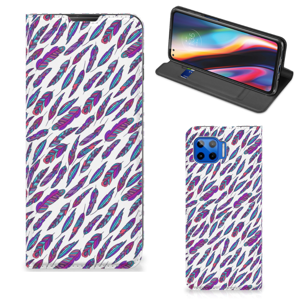 Motorola Moto G 5G Plus Hoesje met Magneet Feathers Color - B2C Telecom