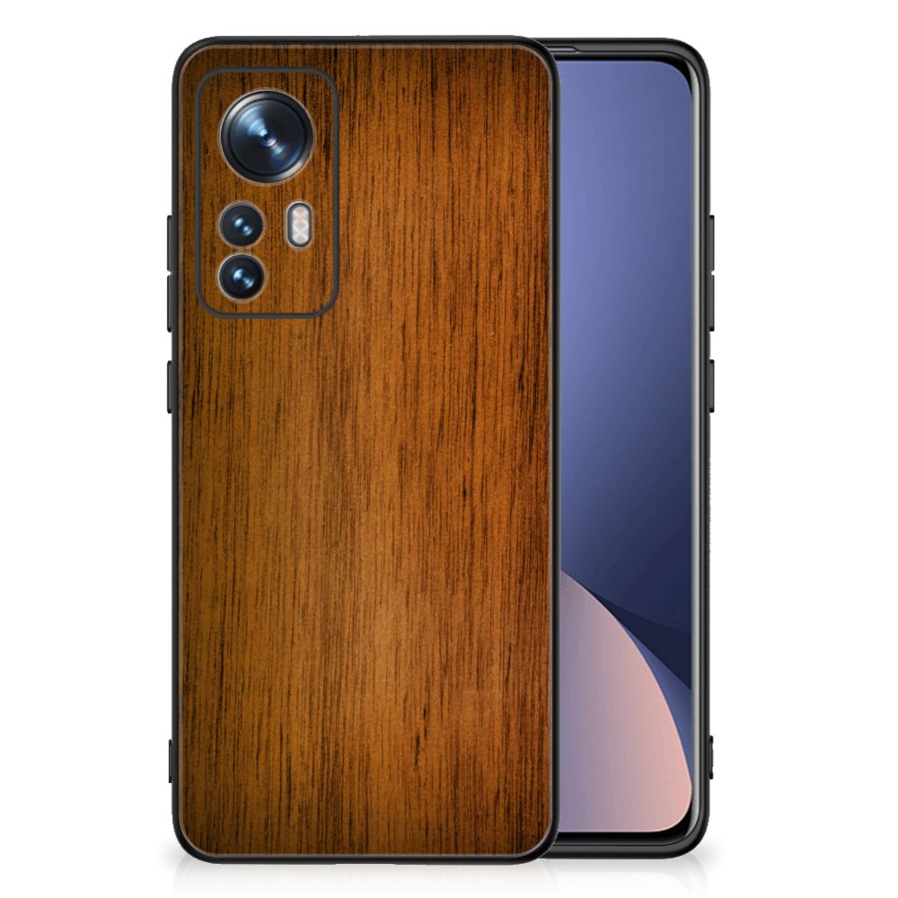 Xiaomi 12 | 12X Houten Print Telefoonhoesje Donker Hout B2C Telecom