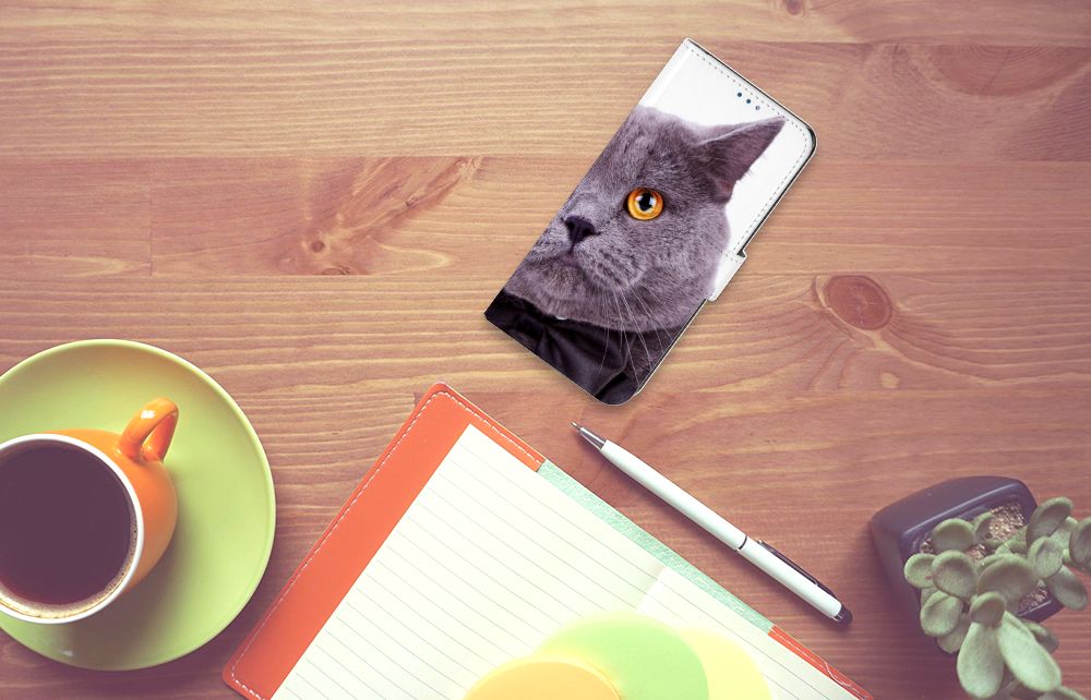 OnePlus Nord N10 Telefoonhoesje met Pasjes Kat