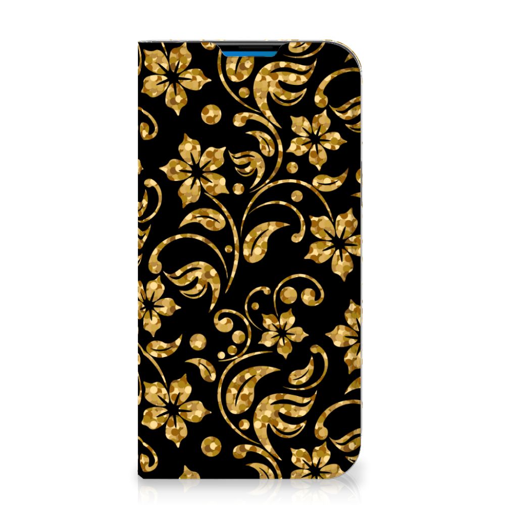 iPhone 14 Pro Max Smart Cover Gouden Bloemen - B2C Telecom