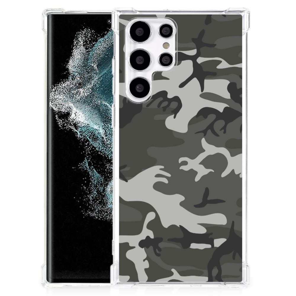 Samsung Galaxy S22 Ultra Doorzichtige Silicone Hoesje Army Light B2C Telecom
