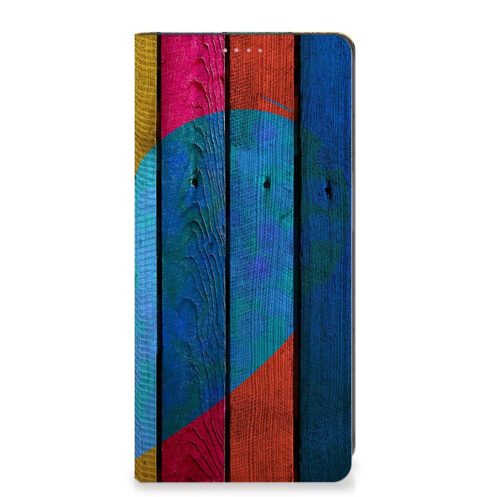 OPPO A54 5G | A74 5G | A93 5G Book Wallet Case Wood Heart - Cadeau voor je Vriend - B2C Telecom