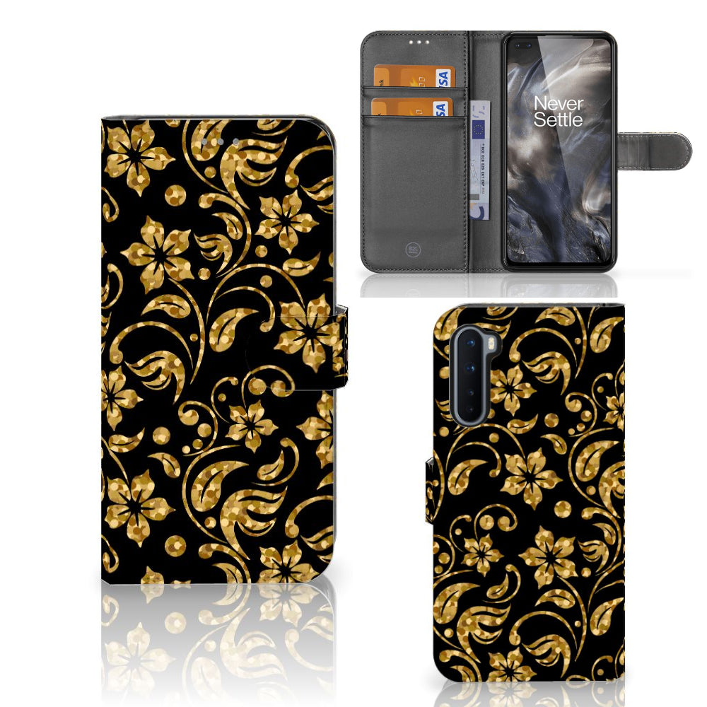 OnePlus Nord Hoesje Gouden Bloemen