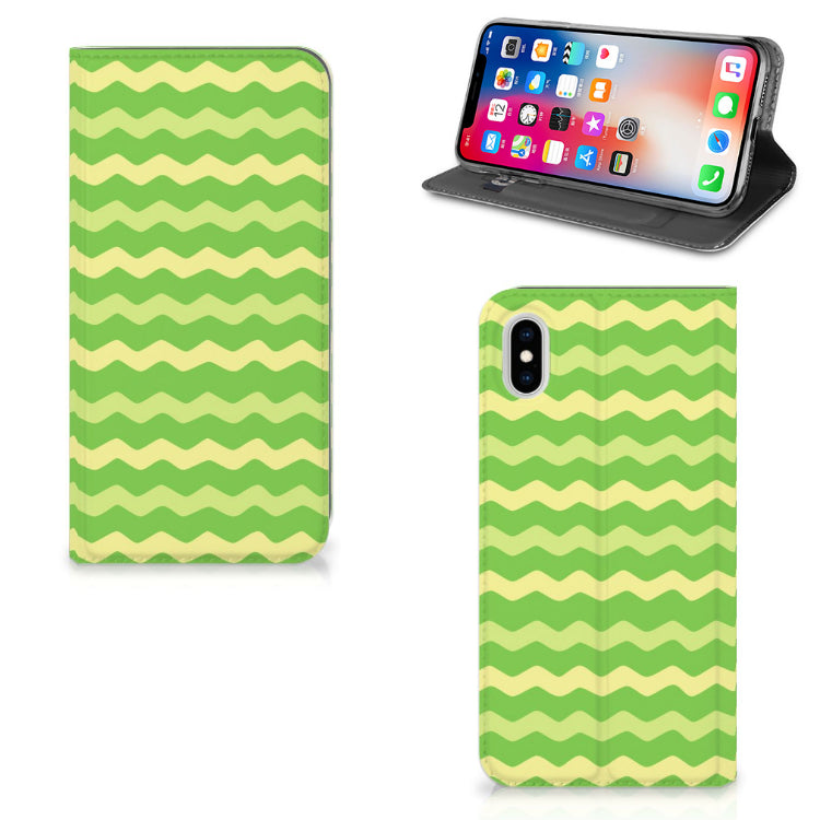 Apple iPhone Xs Max Hoesje met Magneet Waves Green