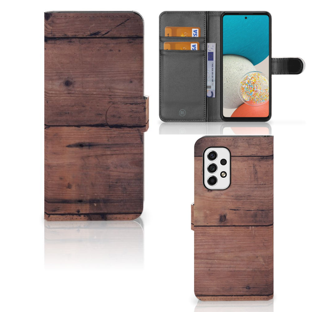 Samsung Galaxy A53 Book Style Case Old Wood