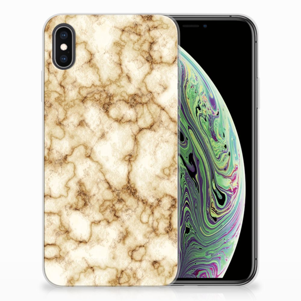 Apple iPhone Xs Max TPU Siliconen Hoesje Marmer Goud