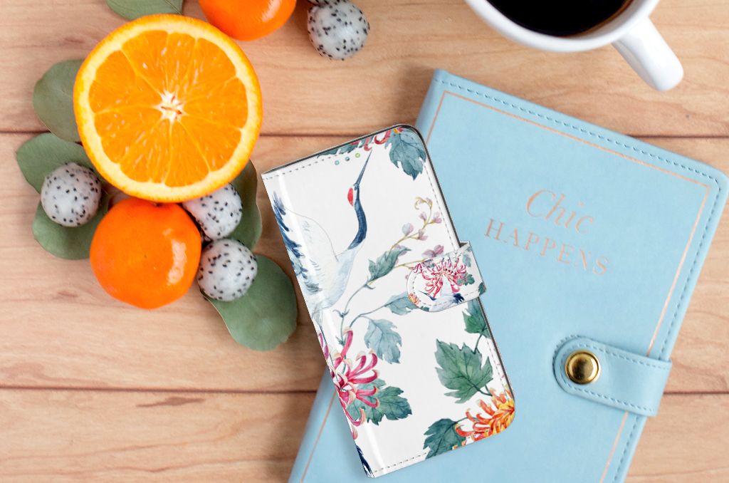 Samsung Galaxy A52 Telefoonhoesje met Pasjes Bird Flowers