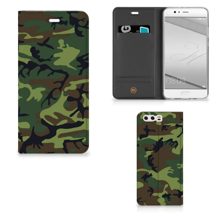 Huawei P10 Plus Hoesje met Magneet Army Dark