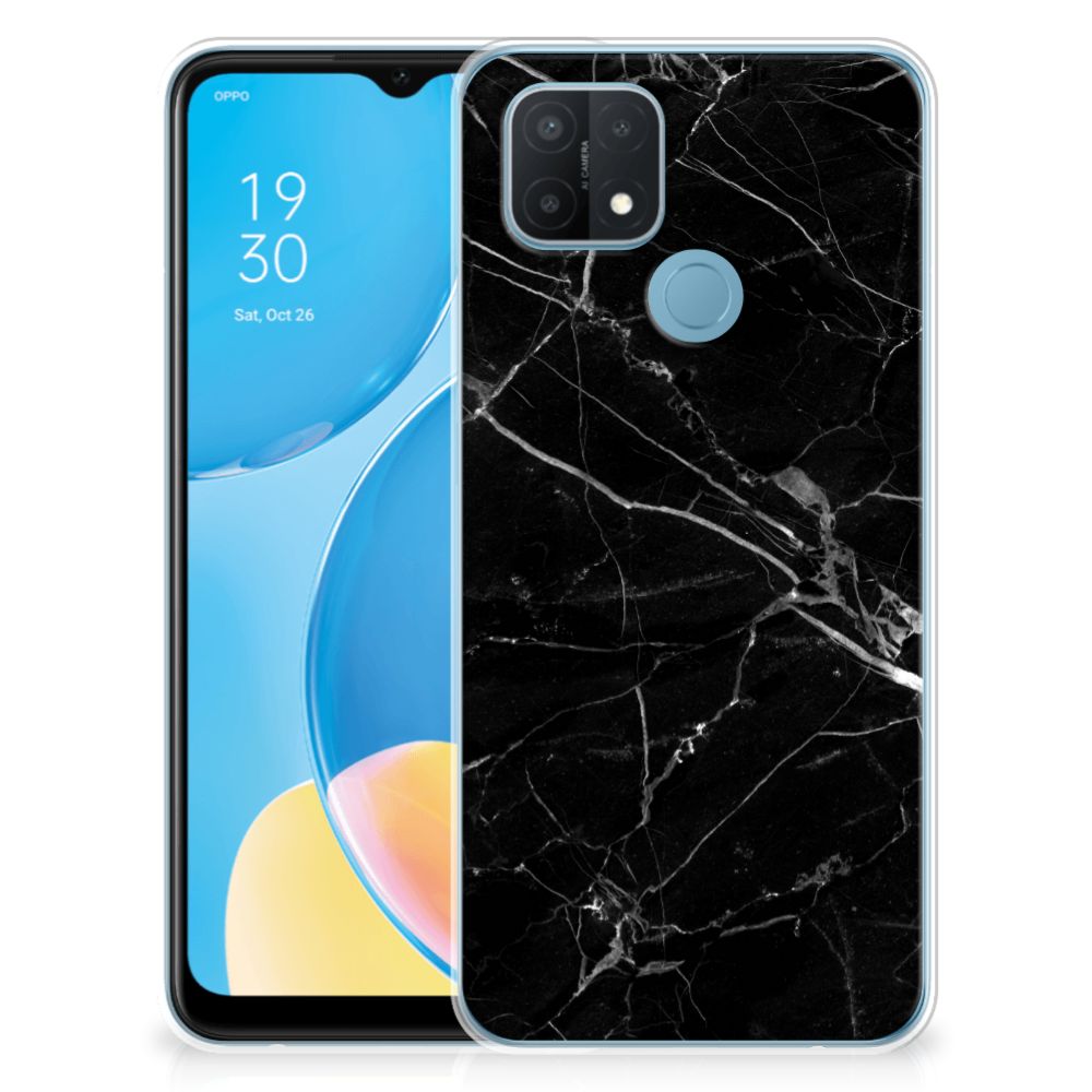 OPPO A15 TPU Siliconen Hoesje Marmer Zwart - Origineel Cadeau Vader