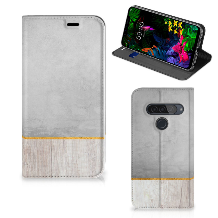 LG G8s Thinq Book Wallet Case Wood Concrete - B2C Telecom