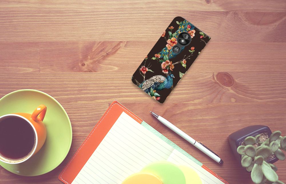 Motorola Moto E5 Play Hoesje maken Pauw met Bloemen