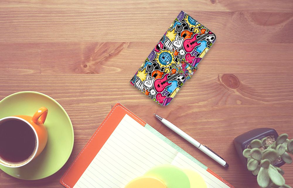 Samsung Galaxy A7 (2018) Wallet Case met Pasjes Punk Rock