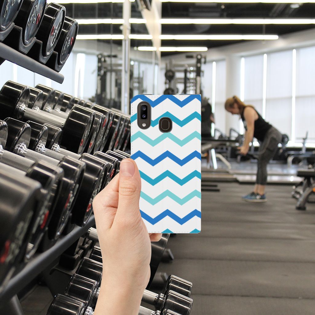 Samsung Galaxy A30 Hoesje met Magneet Zigzag Blauw