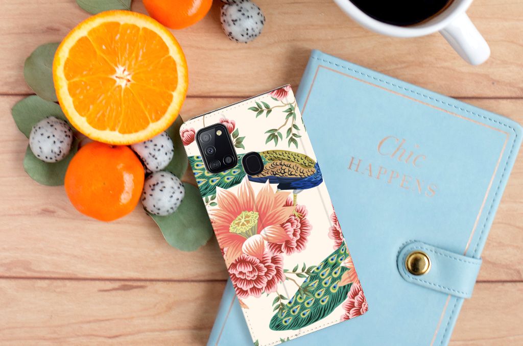 Hoesje maken voor Samsung Galaxy A21s Pink Peacock - B2C Telecom