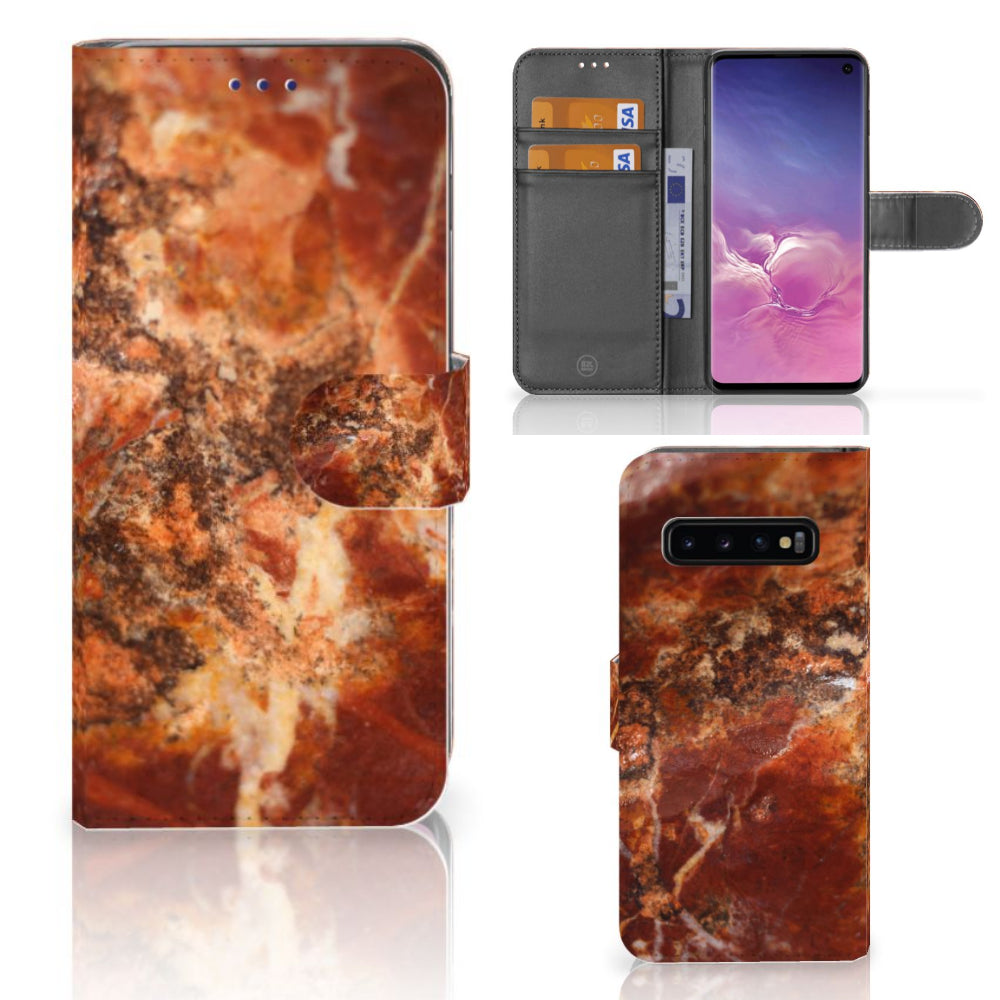 Samsung Galaxy S10 Bookcase Marmer Bruin