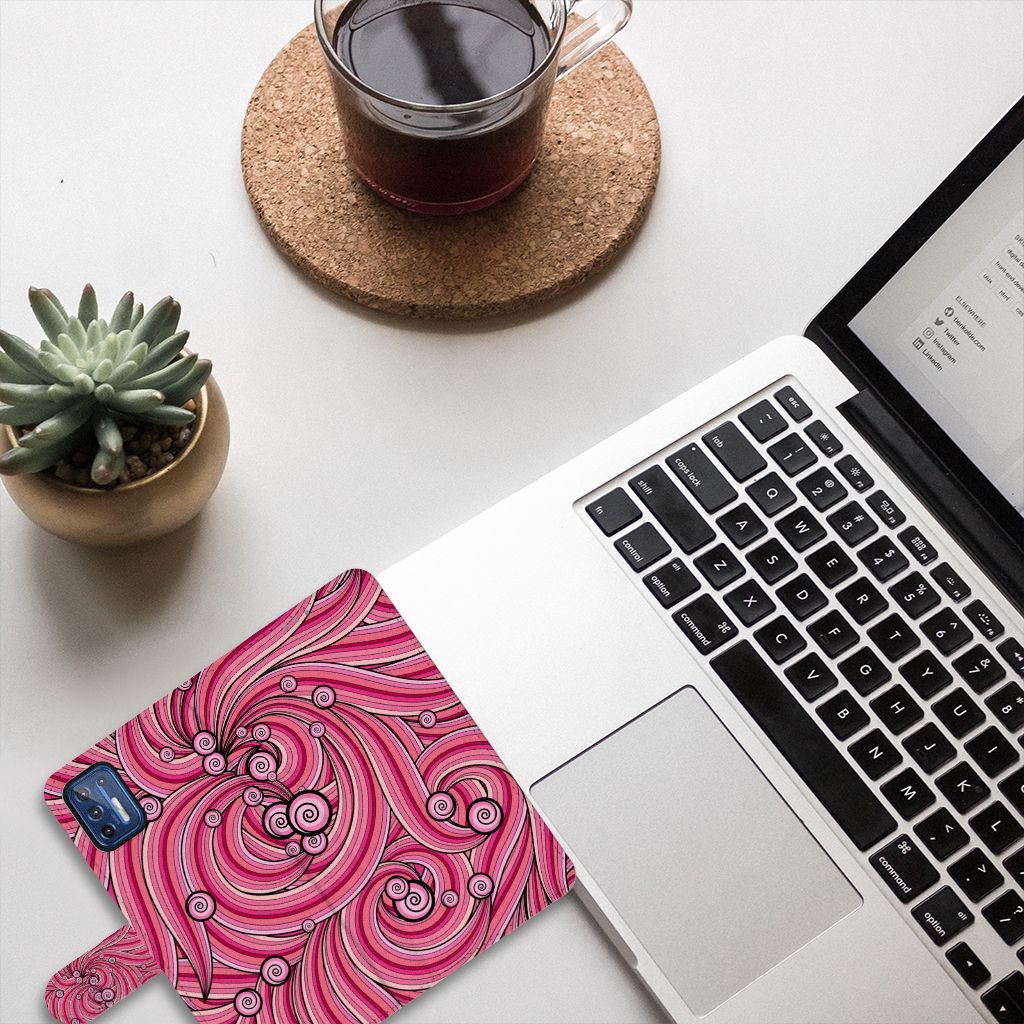 Motorola Moto G9 Plus Hoesje Swirl Pink