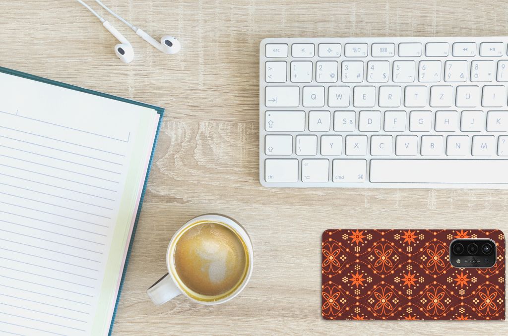 OPPO A54 5G | A74 5G | A93 5G Hoesje met Magneet Batik Brown - B2C Telecom