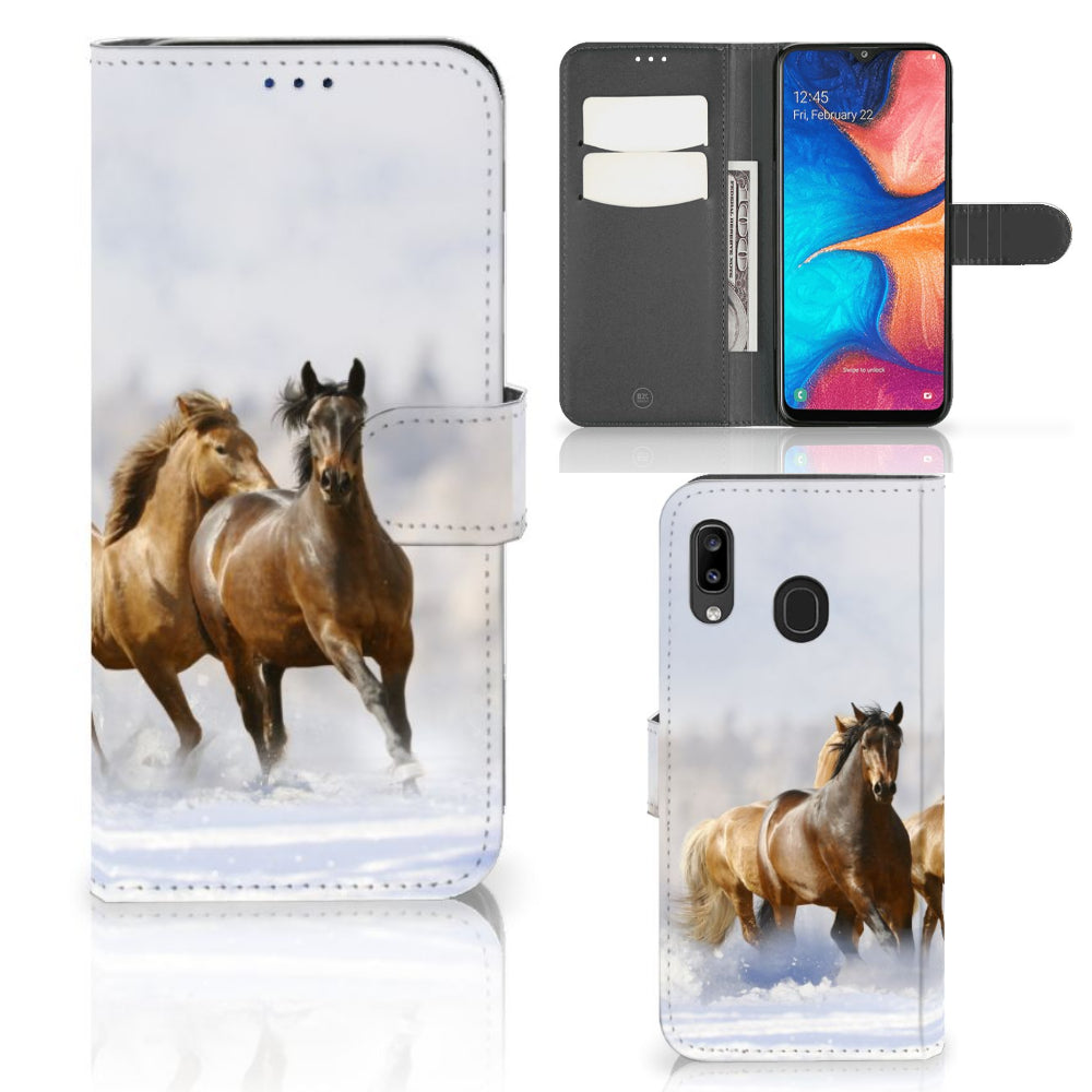 Samsung Galaxy A30 Telefoonhoesje met Pasjes Paarden