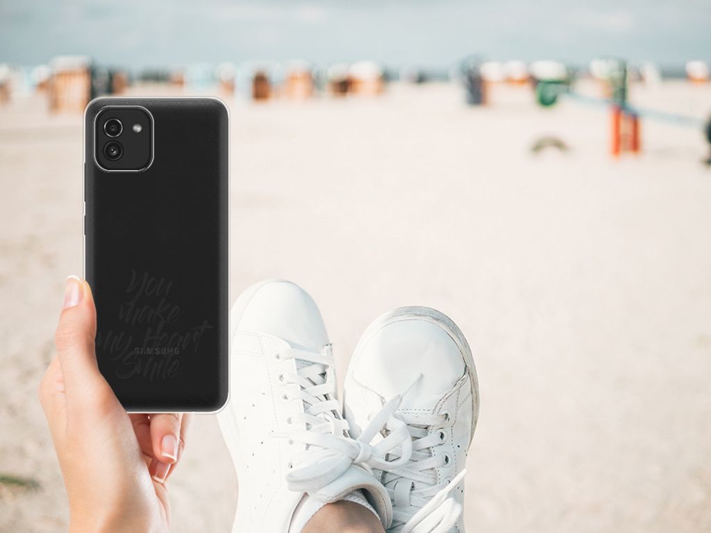 Samsung Galaxy A03 Siliconen hoesje met naam Heart Smile B2C Telecom