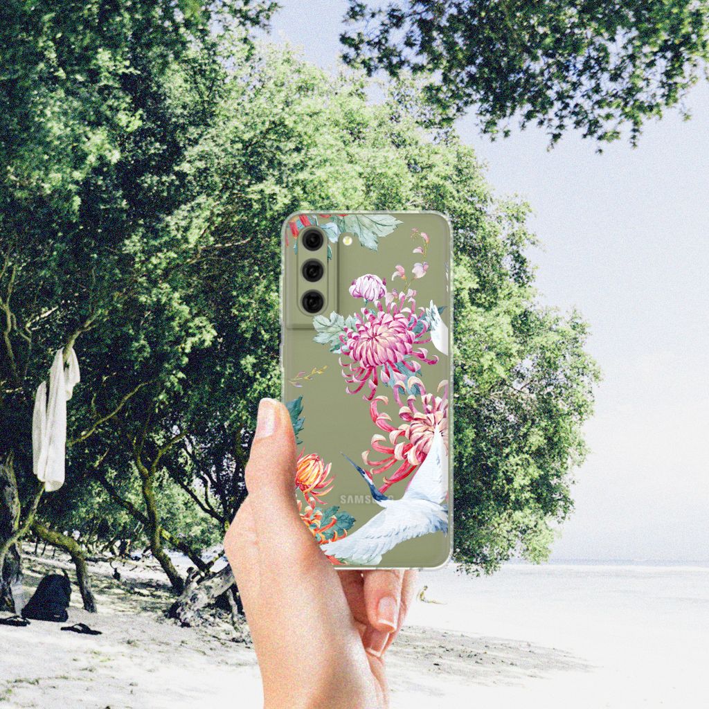 Samsung Galaxy S21FE TPU Hoesje Bird Flowers
