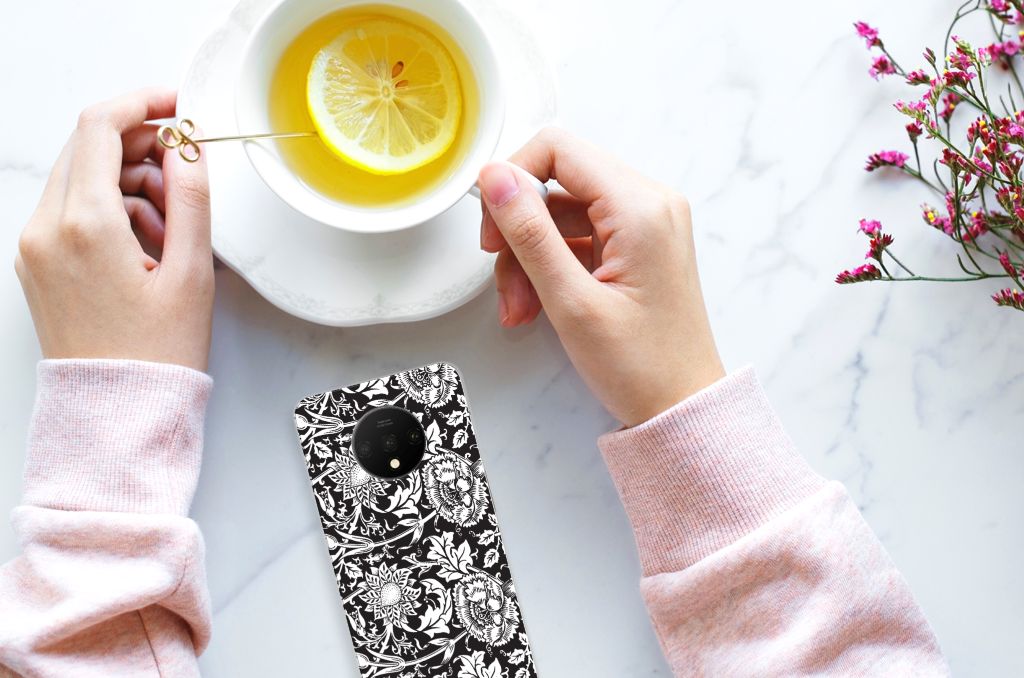 OnePlus 7T TPU Case Black Flowers