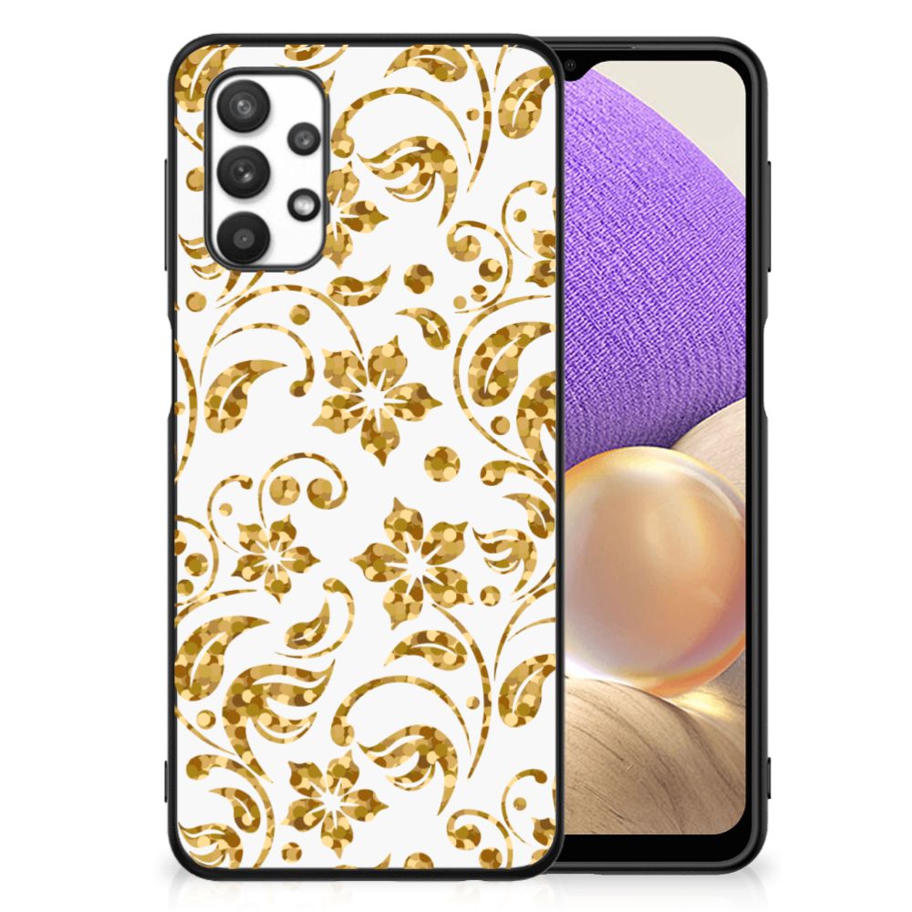 Samsung Galaxy A32 5G Bloemen Hoesje Gouden Bloemen B2C Telecom