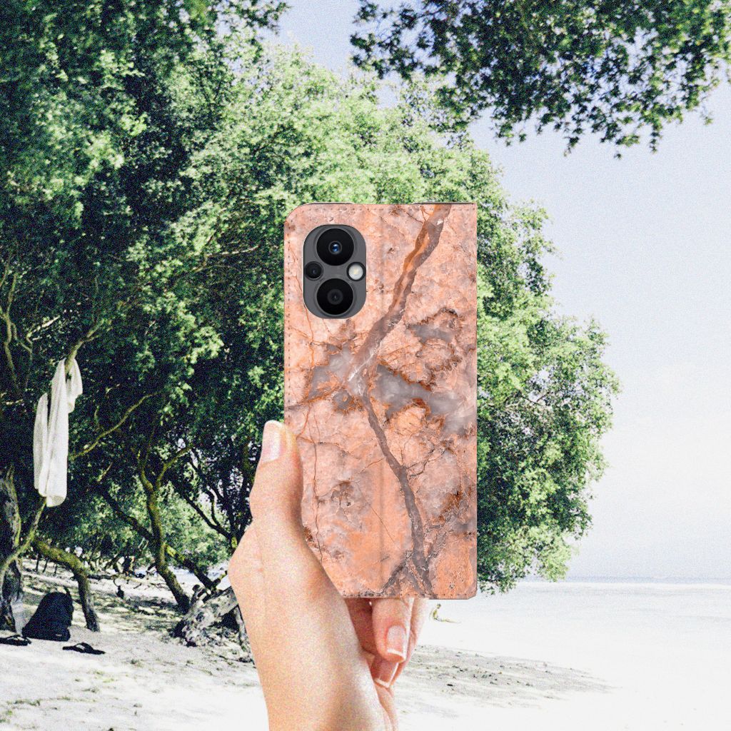 OPPO Reno8 Lite Standcase Marmer Oranje - B2C Telecom