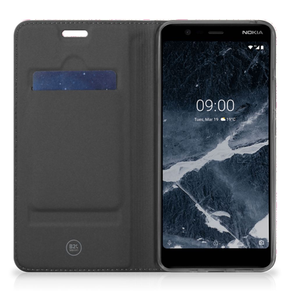 Nokia 5.1 (2018) Smart Cover Pink Flowers