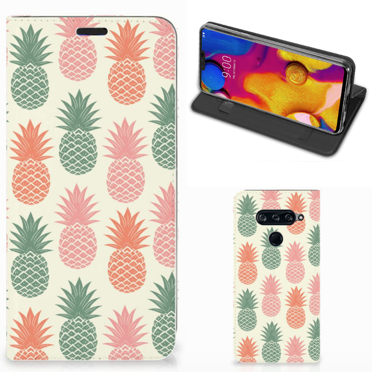 LG V40 Thinq Flip Style Cover Ananas