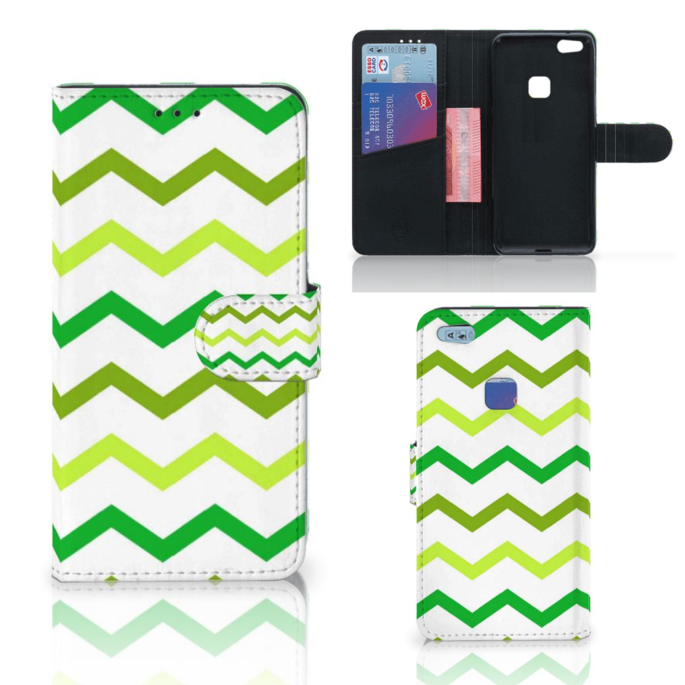 Huawei P10 Lite Telefoon Hoesje Zigzag Groen