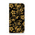 iPhone 15 Smart Cover Gouden Bloemen met een elegant gouden bloemen design op een zwarte achtergrond.