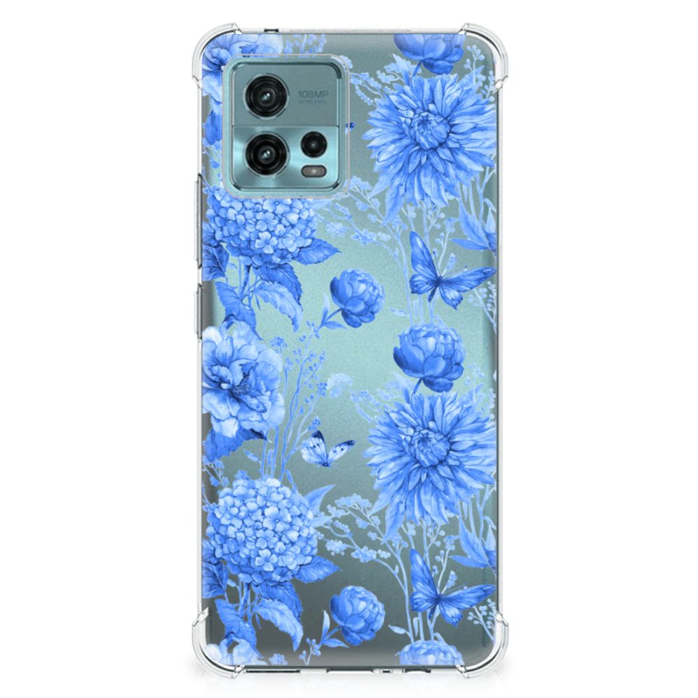 Case voor otorola Moto G72 Flowers Blue