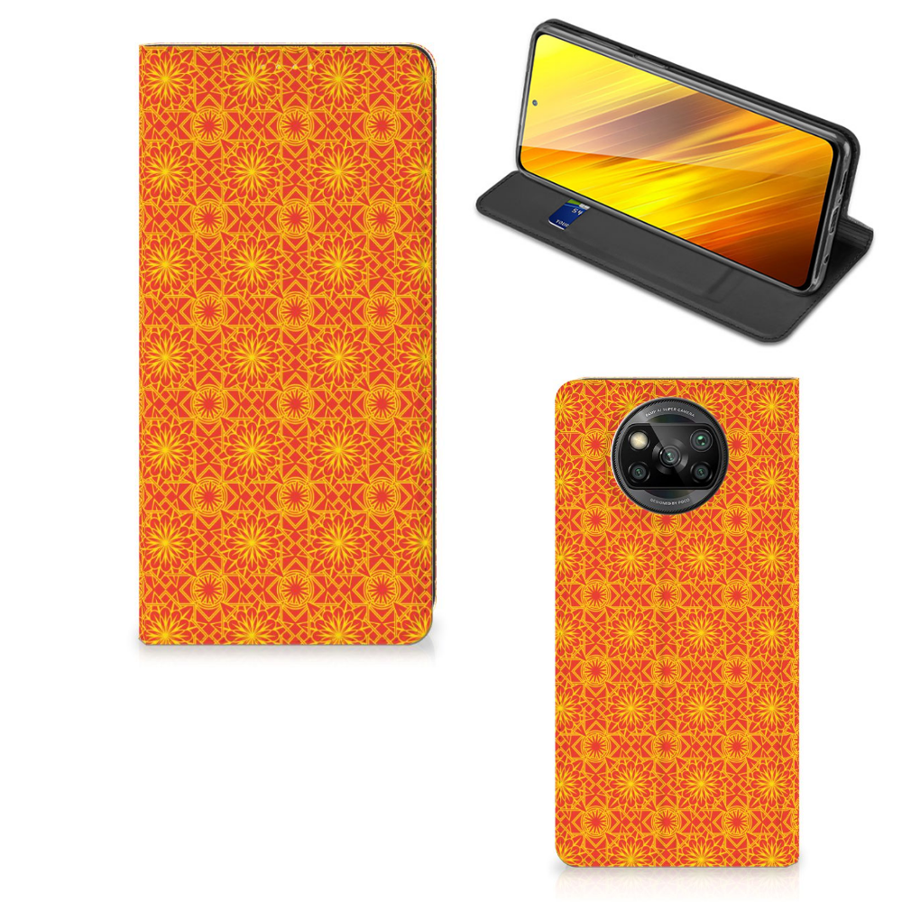 Xiaomi Poco X3 Pro | Poco X3 Hoesje met Magneet Batik Oranje - B2C Telecom