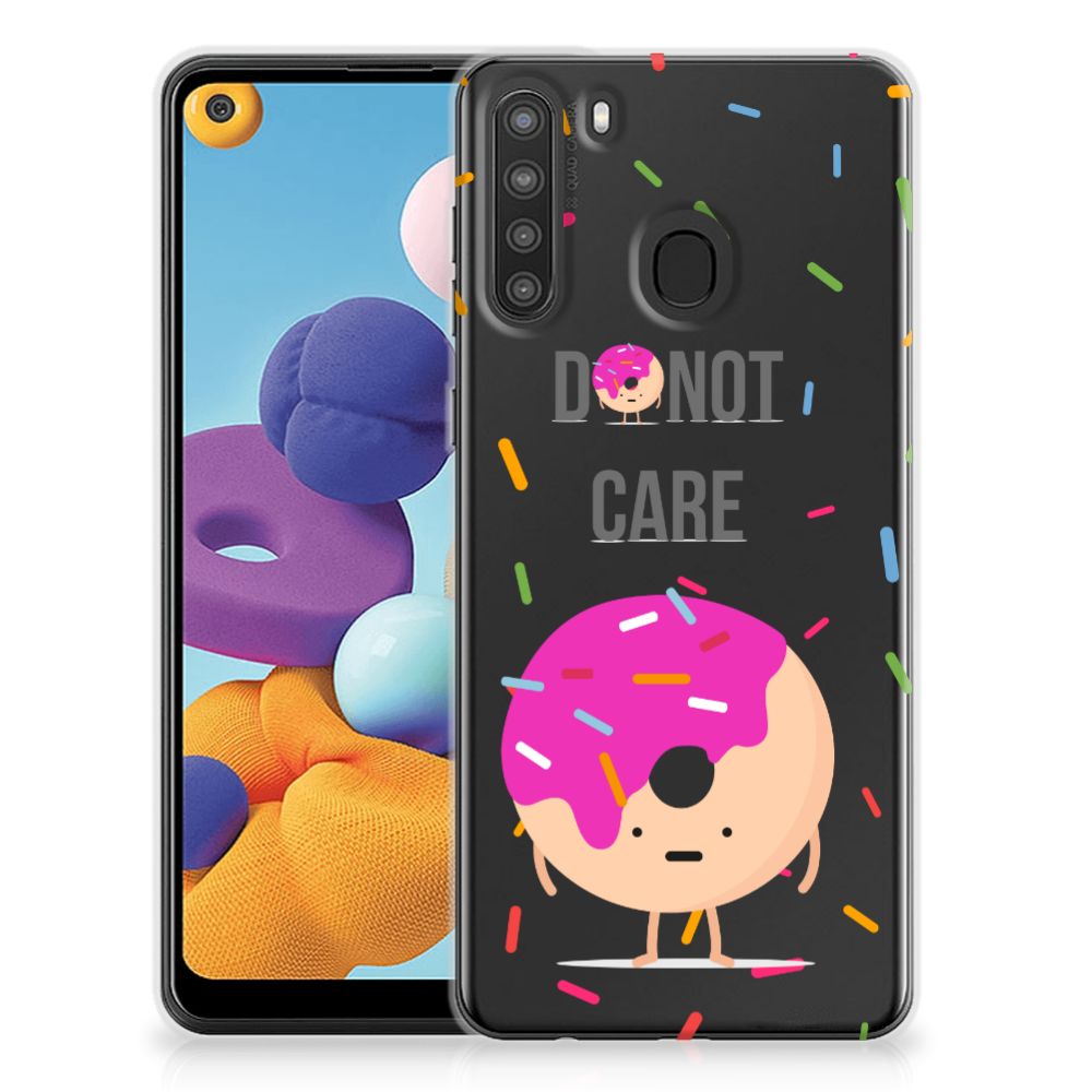 Samsung Galaxy A21 Siliconen Case Donut Roze