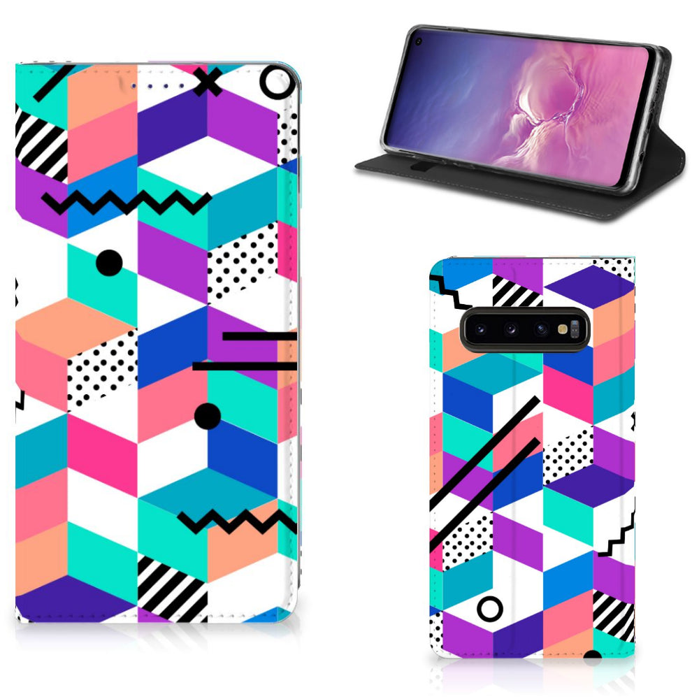 Samsung Galaxy S10 Stand Case Blokken Kleurrijk