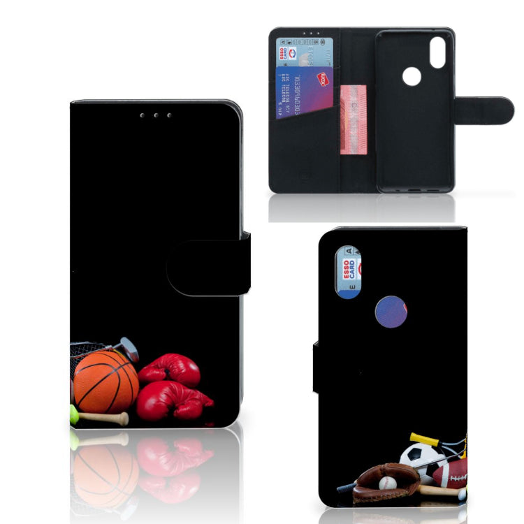 Xiaomi Mi Mix 2s Wallet Case met Pasjes Sports met sportafbeeldingen, geschikt voor pasjes en briefgeld.