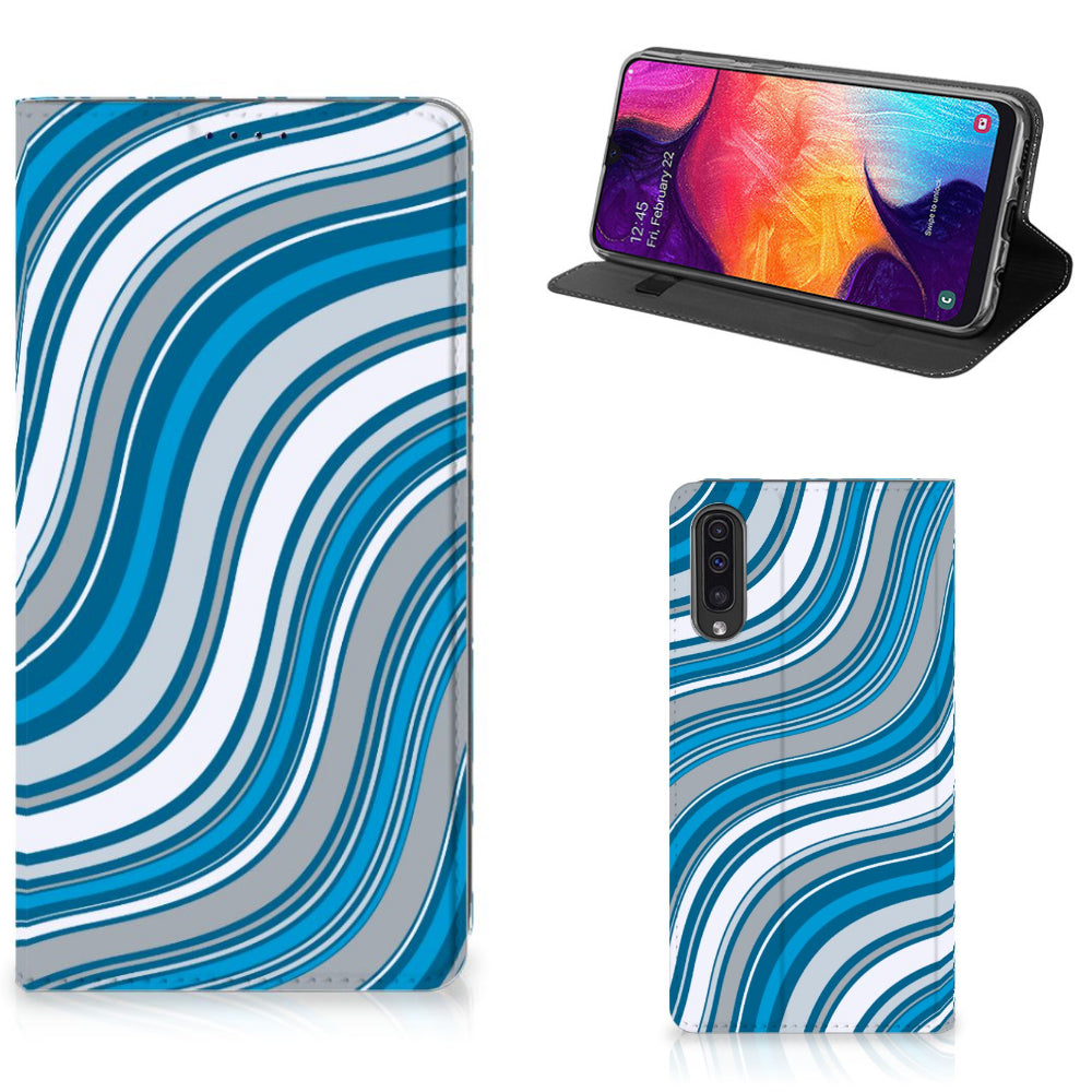 Samsung Galaxy A50 Hoesje met Magneet Waves Blue
