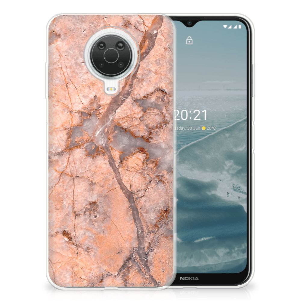 Nokia G20 | G10 TPU Siliconen Hoesje Marmer Oranje