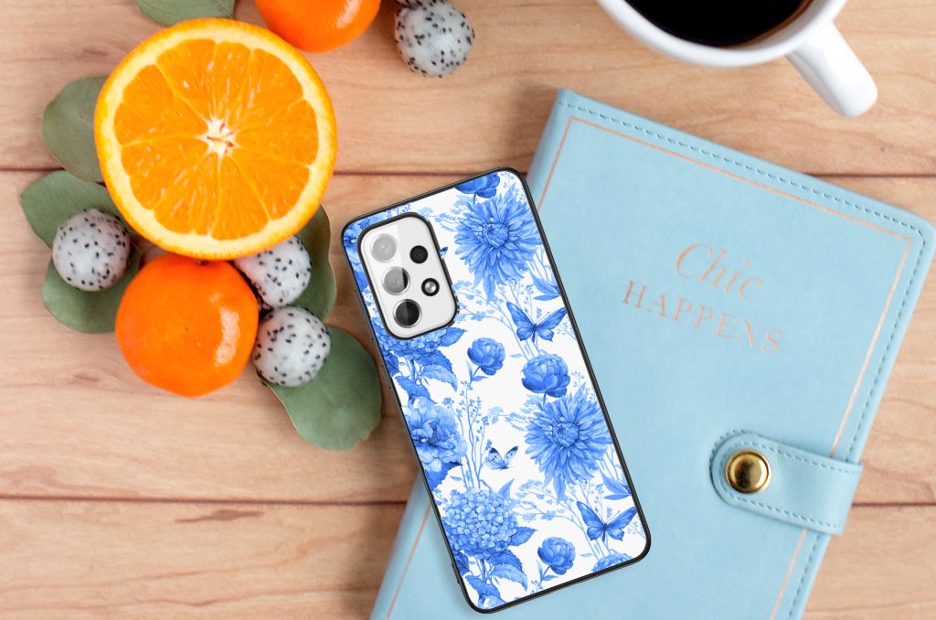 Bloemen Hoesje voor Samsung Galaxy A73 Flowers Blue B2C Telecom