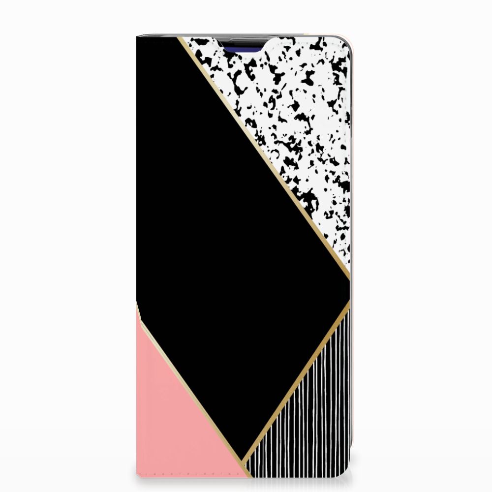 Samsung Galaxy S10 Plus Stand Case Zwart Roze Vormen
