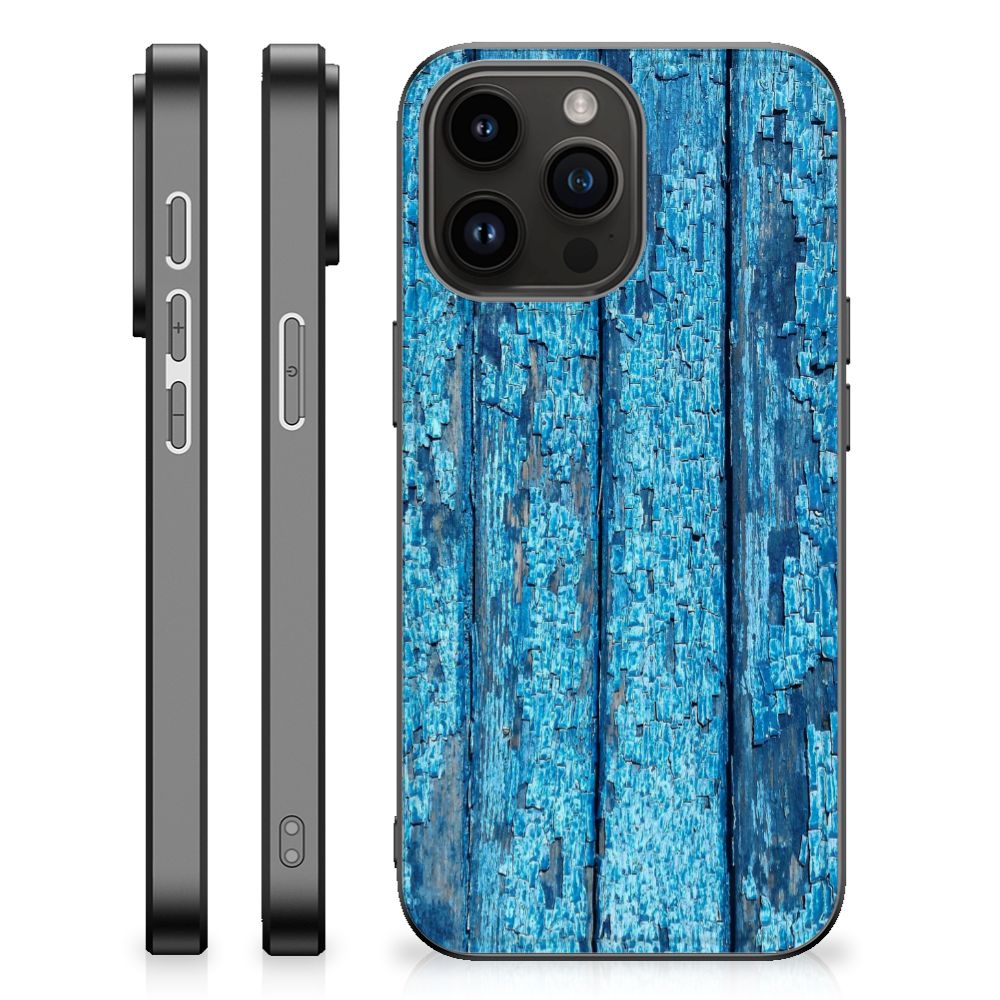 iPhone 15 Pro Max Houten Print Telefoonhoesje Wood Blue