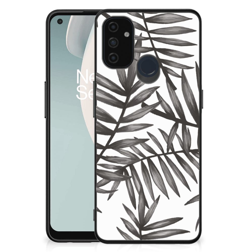 OnePlus Nord N100 Bloemen Hoesje Leaves Grey