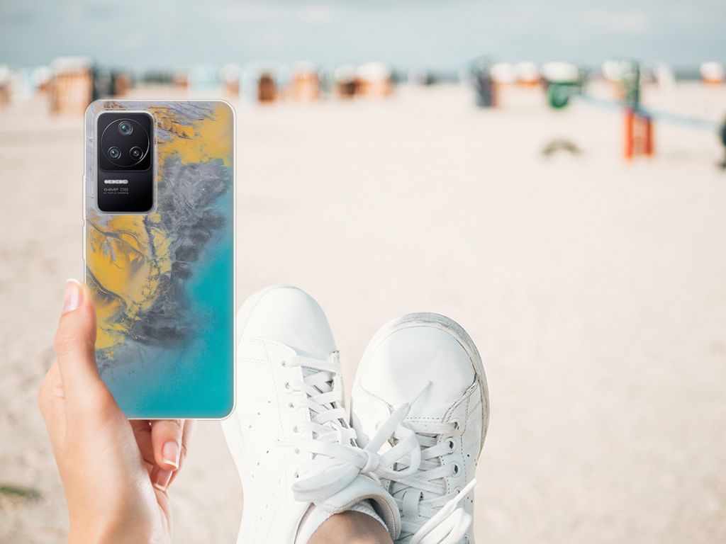 Xiaomi Poco F4 TPU Siliconen Hoesje Marble Blue Gold B2C Telecom