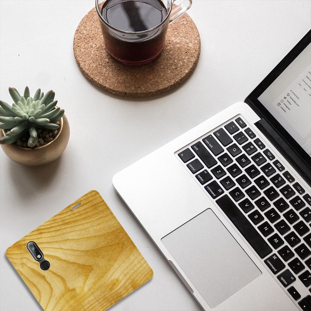 Nokia 7.1 (2018) Book Wallet Case Licht Hout