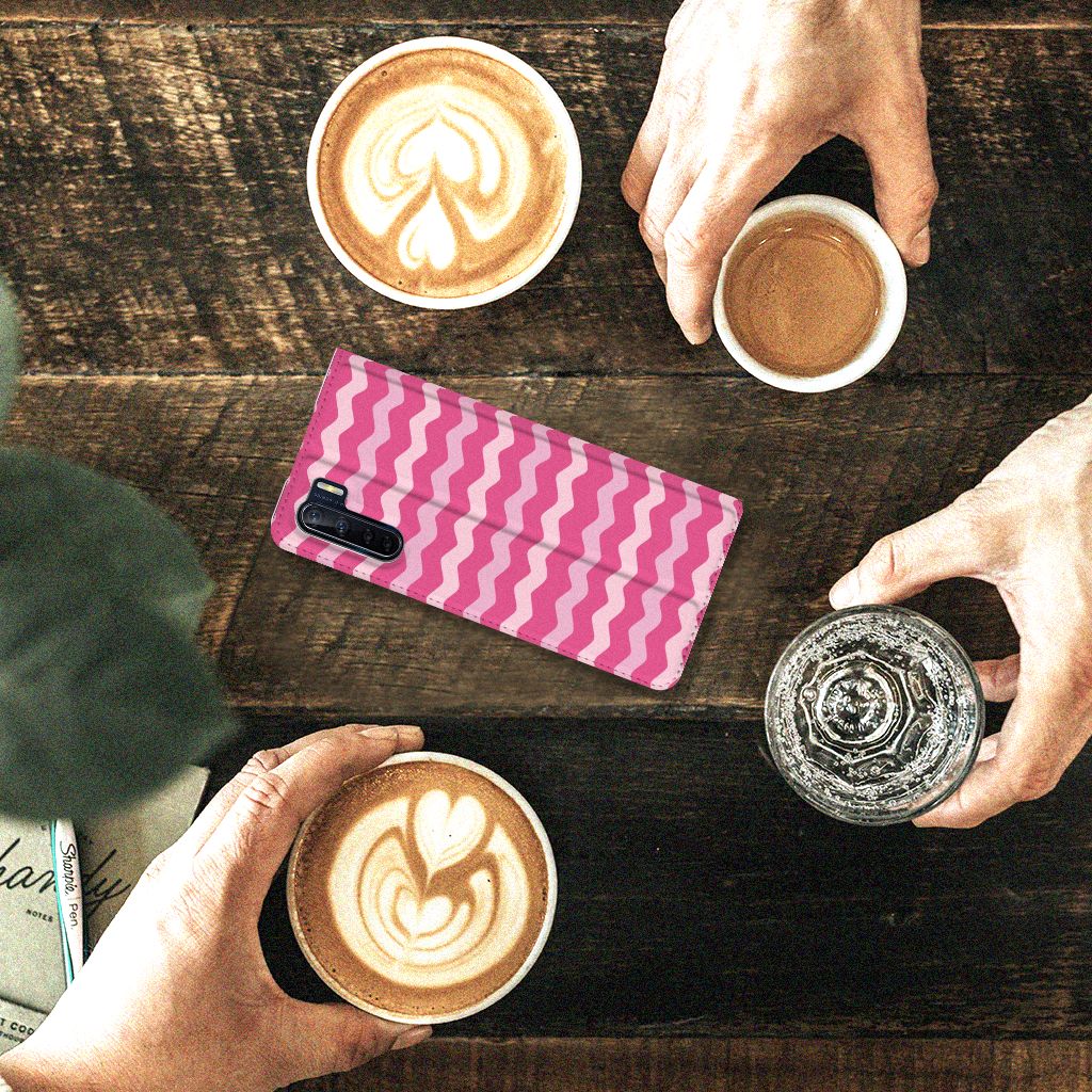 OPPO Reno3 | A91 Hoesje met Magneet Waves Pink - B2C Telecom
