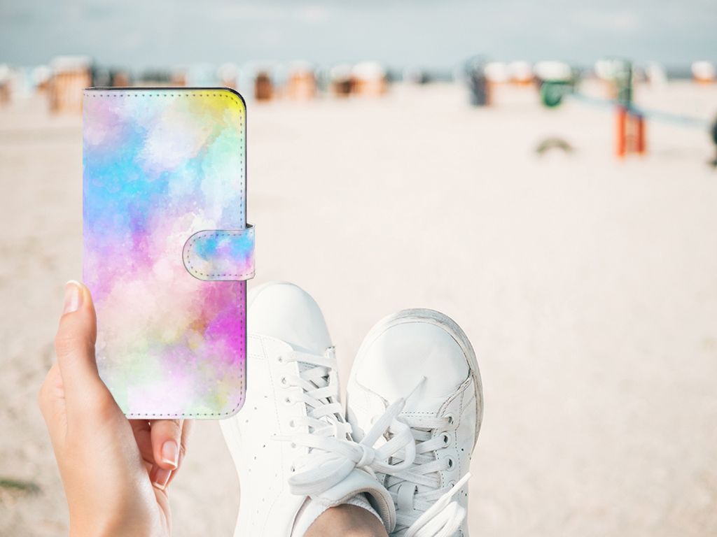 Hoesje Motorola Moto G13 | G23 Watercolor Light met pastelkleuren op een strand achtergrond.