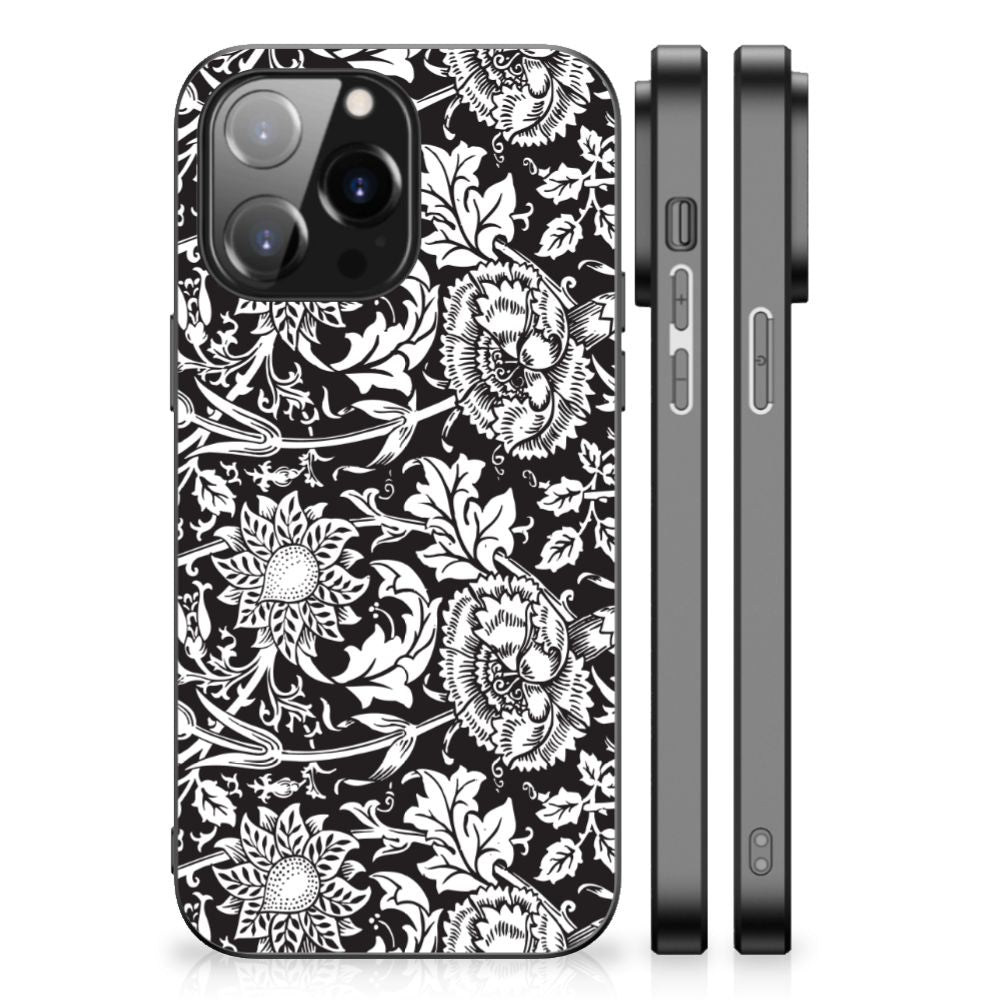 iPhone 14 Pro Max Bloemen Hoesje Black Flowers