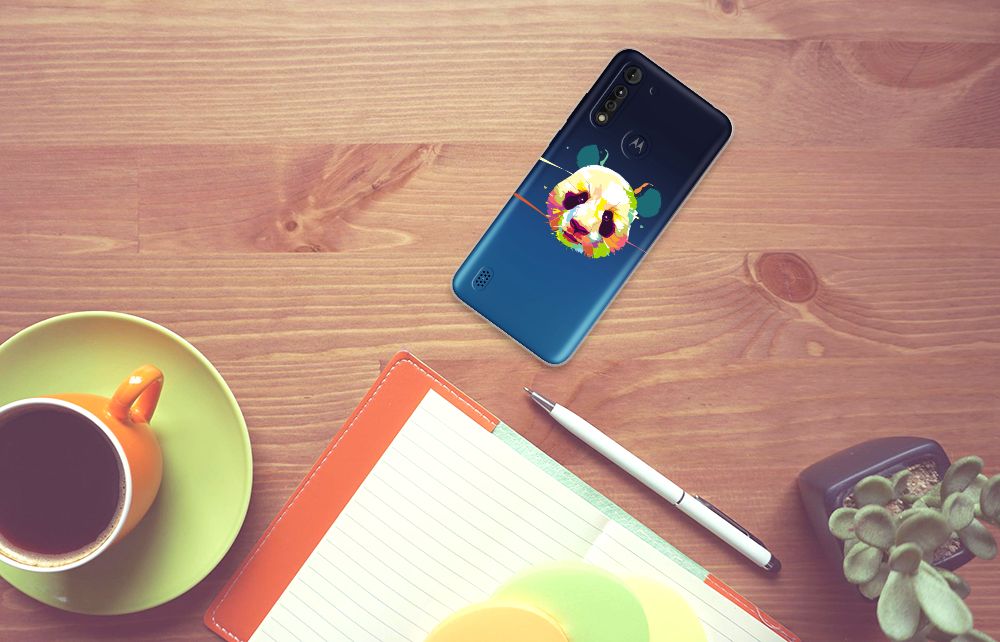 Motorola Moto G8 Power Lite Telefoonhoesje met Naam Panda Color B2C Telecom