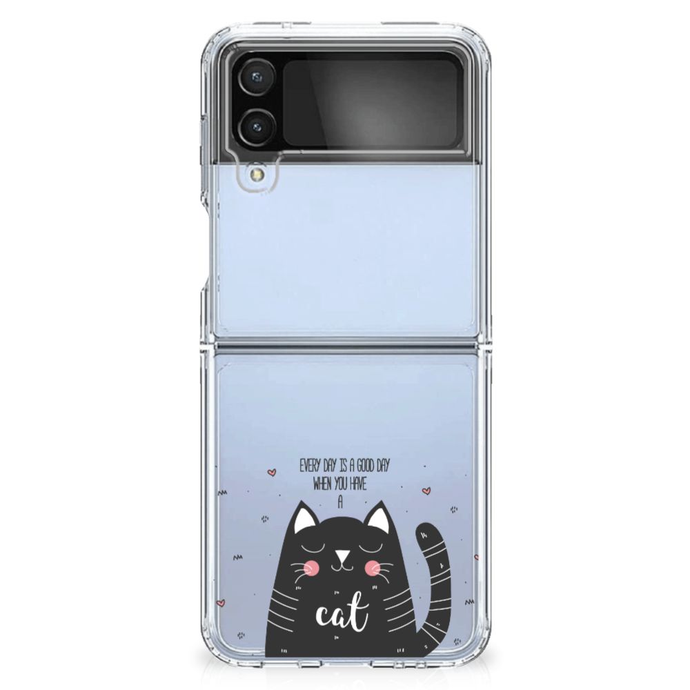 Samsung Galaxy Z Flip 4 Telefoonhoesje met Naam Cat Good Day