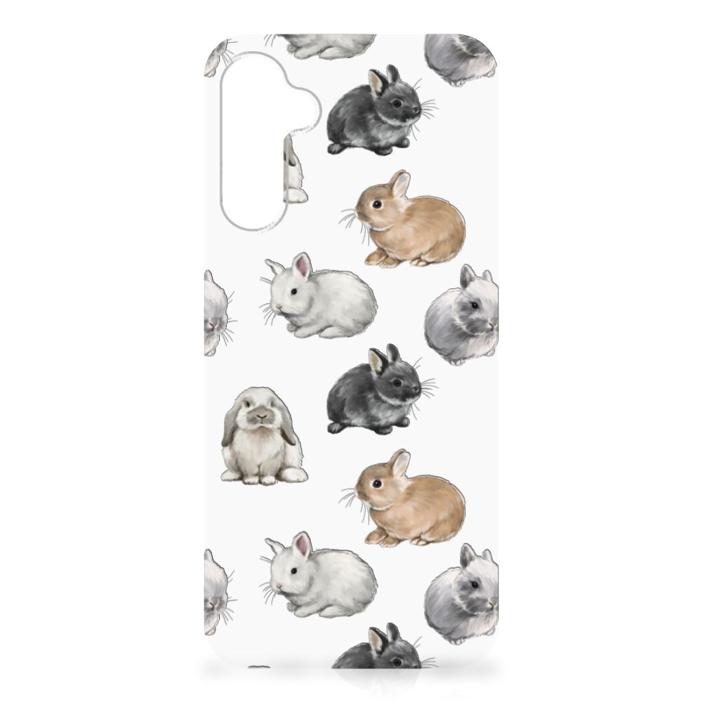 Case Anti-shock voor Samsung Galaxy A14 5G Konijntjes met schattige konijntjes op witte achtergrond.